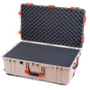 Pelican 1650 Case, Desert Tan with Orange Handles & Latches Pick & Pluck Foam with Convoluted Lid Foam ColorCase 016500-0001-310-150