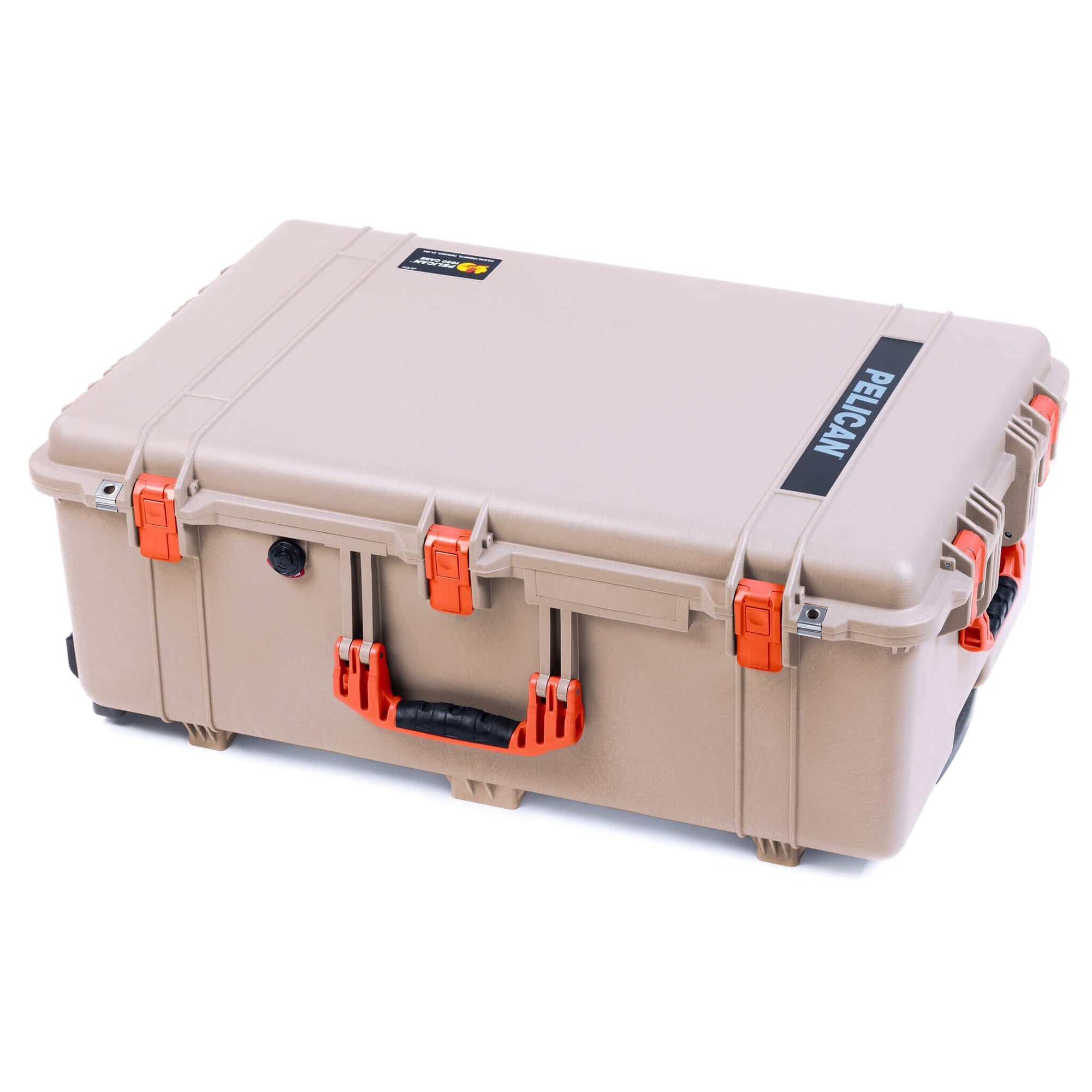 Pelican 1650 Case, Desert Tan with Orange Handles & Push-Button Latches ColorCase 