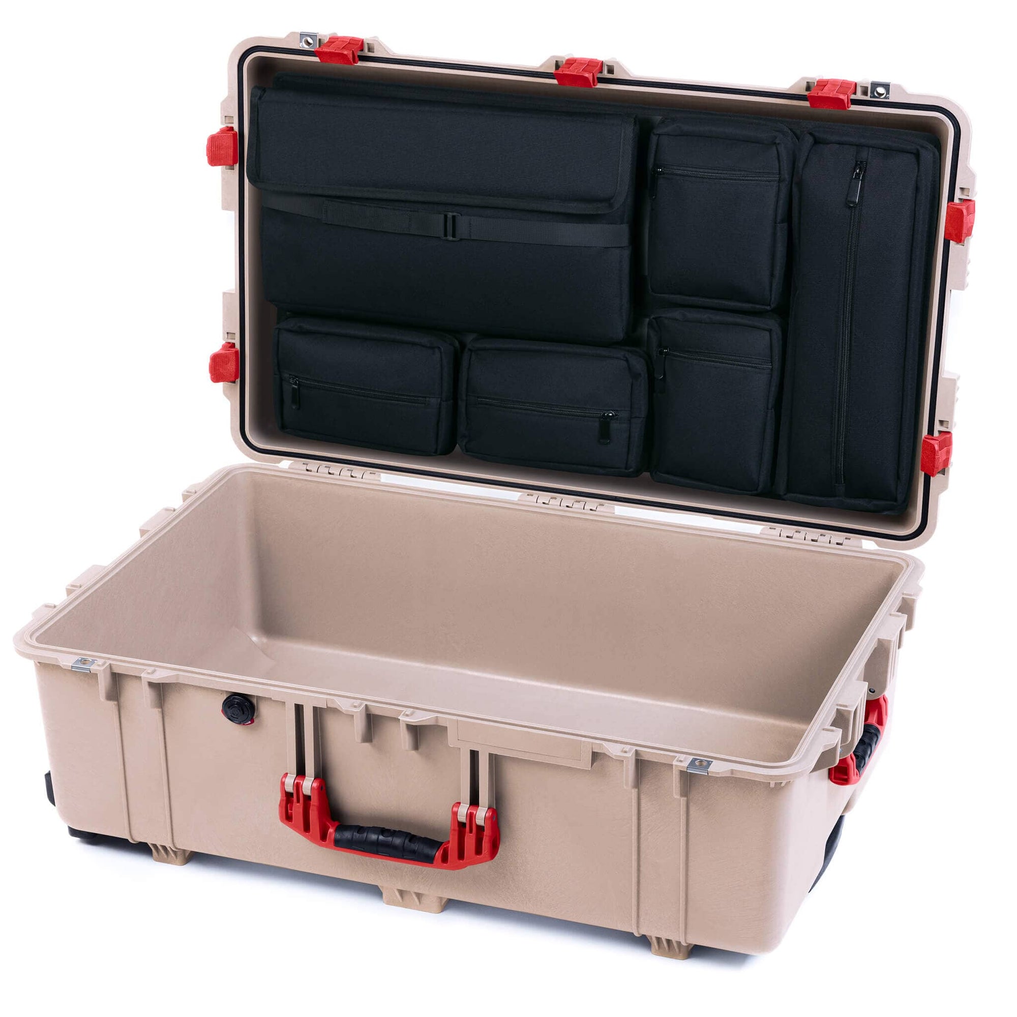 Pelican 1650 Case, Desert Tan with Red Handles & Latches Laptop Computer Lid Pouch Only ColorCase 016500-0200-310-320