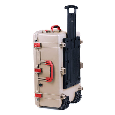 Pelican 1650 Case, Desert Tan with Red Handles & Push-Button Latches ColorCase