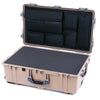 Pelican 1650 Case, Desert Tan with Silver Handles & Latches Pick & Pluck Foam with Laptop Computer Lid Pouch ColorCase 016500-0201-310-180