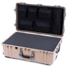 Pelican 1650 Case, Desert Tan with Silver Handles & Latches Pick & Pluck Foam with Mesh Lid Organizer ColorCase 016500-0101-310-180