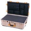 Pelican 1650 Case, Desert Tan with Yellow Handles & Latches Pick & Pluck Foam with Laptop Computer Lid Pouch ColorCase 016500-0201-310-240