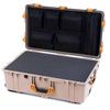 Pelican 1650 Case, Desert Tan with Yellow Handles & Latches Pick & Pluck Foam with Mesh Lid Organizer ColorCase 016500-0101-310-240