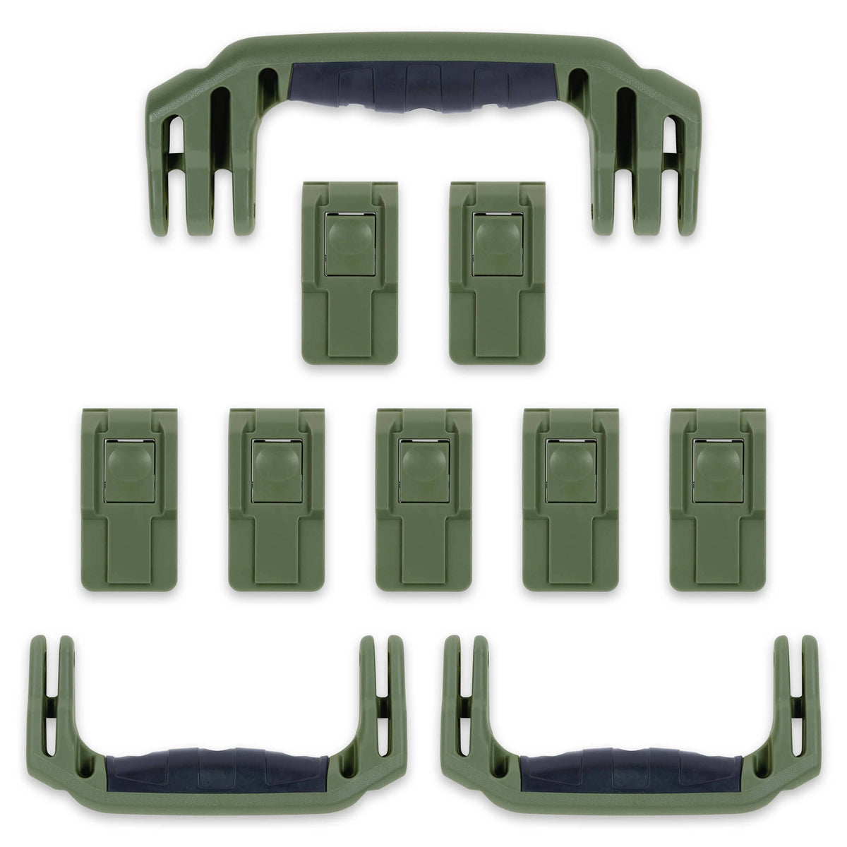 Pelican 1650 Replacement Handles &amp; Push-Button Latches Set - OD Green ColorCase 