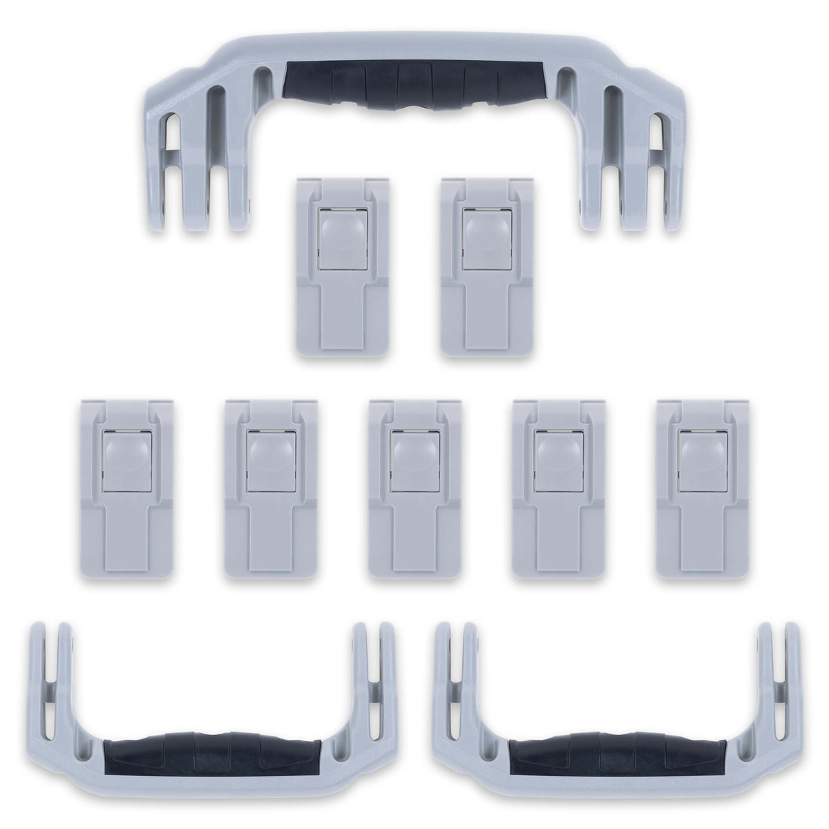 Pelican 1650 Replacement Handles &amp; Push-Button Latches Set - Silver ColorCase 