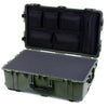 Pelican 1650 Case, OD Green with Black Handles & Push-Button Latches Pick & Pluck Foam with Mesh Lid Organizer ColorCase 016500-0101-130-111