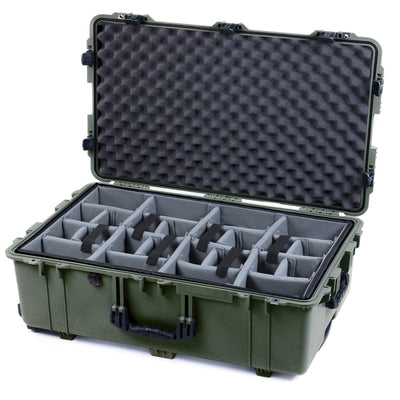 Pelican 1650 Case, OD Green with Black Handles & Latches Gray Padded Dividers with Convoluted Lid Foam ColorCase 016500-0070-130-110