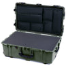 Pelican 1650 Case, OD Green with Black Handles & TSA Locking Latches Pick & Pluck Foam with Laptop Computer Lid Pouch ColorCase 016500-0201-130-L10