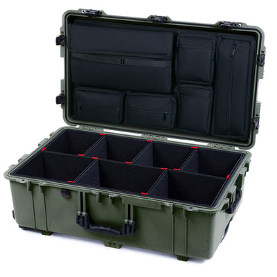 Pelican 1650 Case, OD Green with Black Handles & TSA Locking Latches TrekPak Divider System with Laptop Computer Pouch ColorCase 016500-0220-130-L10