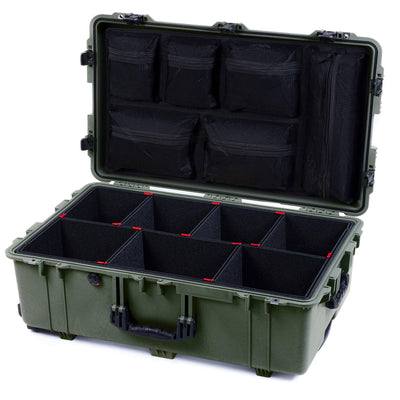 Pelican 1650 Case, OD Green with Black Handles & TSA Locking Latches TrekPak Divider System with Mesh Lid Organizer ColorCase 016500-0120-130-L10