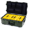 Pelican 1650 Case, OD Green with Black Handles & TSA Locking Latches Yellow Padded Microfiber Dividers with Mesh Lid Organizer ColorCase 016500-0110-130-L10