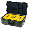 Pelican 1650 Case, OD Green with Black Handles & Latches Yellow Padded Microfiber Dividers with Laptop Computer Lid Pouch ColorCase 016500-0210-130-110