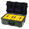 Pelican 1650 Case, OD Green with Black Handles & Push-Button Latches Yellow Padded Microfiber Dividers with Mesh Lid Organizer ColorCase 016500-0110-130-111