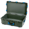 Pelican 1650 Case, OD Green with Blue Handles & Latches None (Case Only) ColorCase 016500-0000-130-120