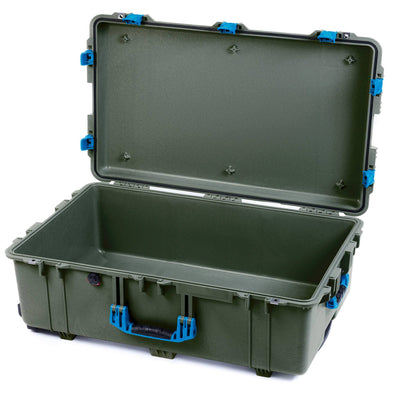Pelican 1650 Case, OD Green with Blue Handles & Push-Button Latches None (Case Only) ColorCase 016500-0000-130-121