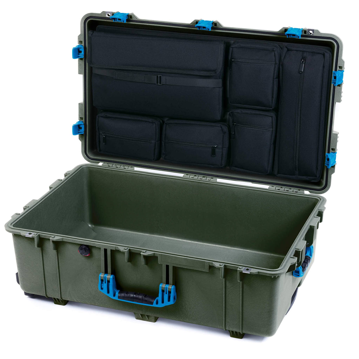 Pelican 1650 Case, OD Green with Blue Handles &amp; Push-Button Latches Laptop Computer Lid Pouch Only ColorCase 016500-0200-130-121
