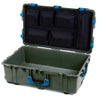 Pelican 1650 Case, OD Green with Blue Handles & Latches Mesh Lid Organizer Only ColorCase 016500-0100-130-120