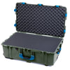 Pelican 1650 Case, OD Green with Blue Handles & Push-Button Latches Pick & Pluck Foam with Convoluted Lid Foam ColorCase 016500-0001-130-121