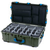 Pelican 1650 Case, OD Green with Blue Handles & Latches Gray Padded Microfiber Dividers with Laptop Computer Lid Pouch ColorCase 016500-0270-130-120