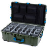 Pelican 1650 Case, OD Green with Blue Handles & Latches Gray Padded Microfiber Dividers with Mesh Lid Organizer ColorCase 016500-0170-130-120