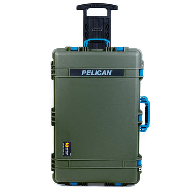 Pelican 1650 Case, OD Green with Blue Handles & Push-Button Latches ColorCase