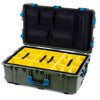 Pelican 1650 Case, OD Green with Blue Handles & Latches Yellow Padded Microfiber Dividers with Mesh Lid Organizer ColorCase 016500-0110-130-120