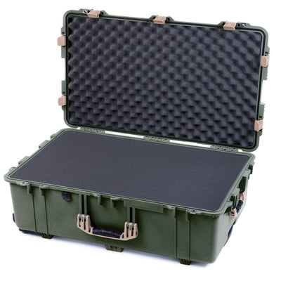 Pelican 1650 Case, OD Green with Desert Tan Handles & Latches Pick & Pluck Foam with Convoluted Lid Foam ColorCase 016500-0001-130-310