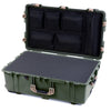 Pelican 1650 Case, OD Green with Desert Tan Handles & Push-Button Latches Pick & Pluck Foam with Mesh Lid Organizer ColorCase 016500-0101-130-311