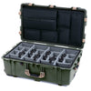 Pelican 1650 Case, OD Green with Desert Tan Handles & Latches Gray Padded Microfiber Dividers with Laptop Computer Lid Pouch ColorCase 016500-0270-130-310