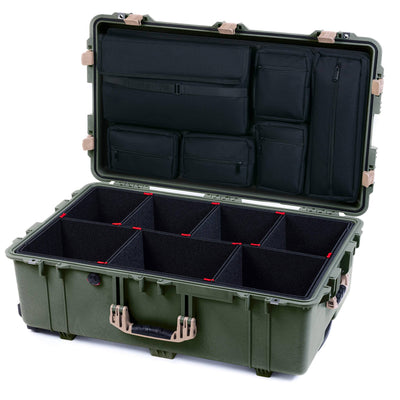 Pelican 1650 Case, OD Green with Desert Tan Handles & Latches TrekPak Divider System with Laptop Computer Pouch ColorCase 016500-0220-130-310
