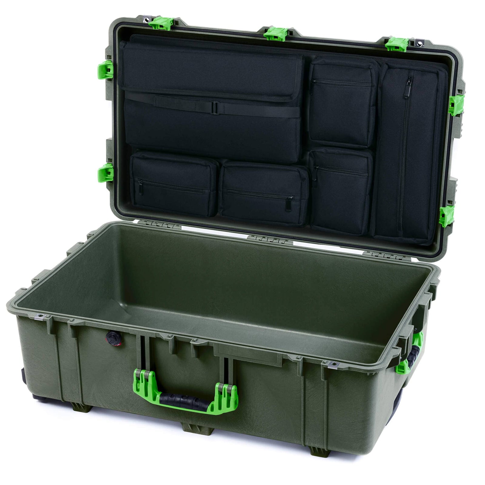 Pelican 1650 Case, OD Green with Lime Green Handles & Push-Button Latches Laptop Computer Lid Pouch Only ColorCase 016500-0200-130-301