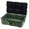 Pelican 1650 Case, OD Green with Lime Green Handles & Latches Mesh Lid Organizer Only ColorCase 016500-0100-130-300