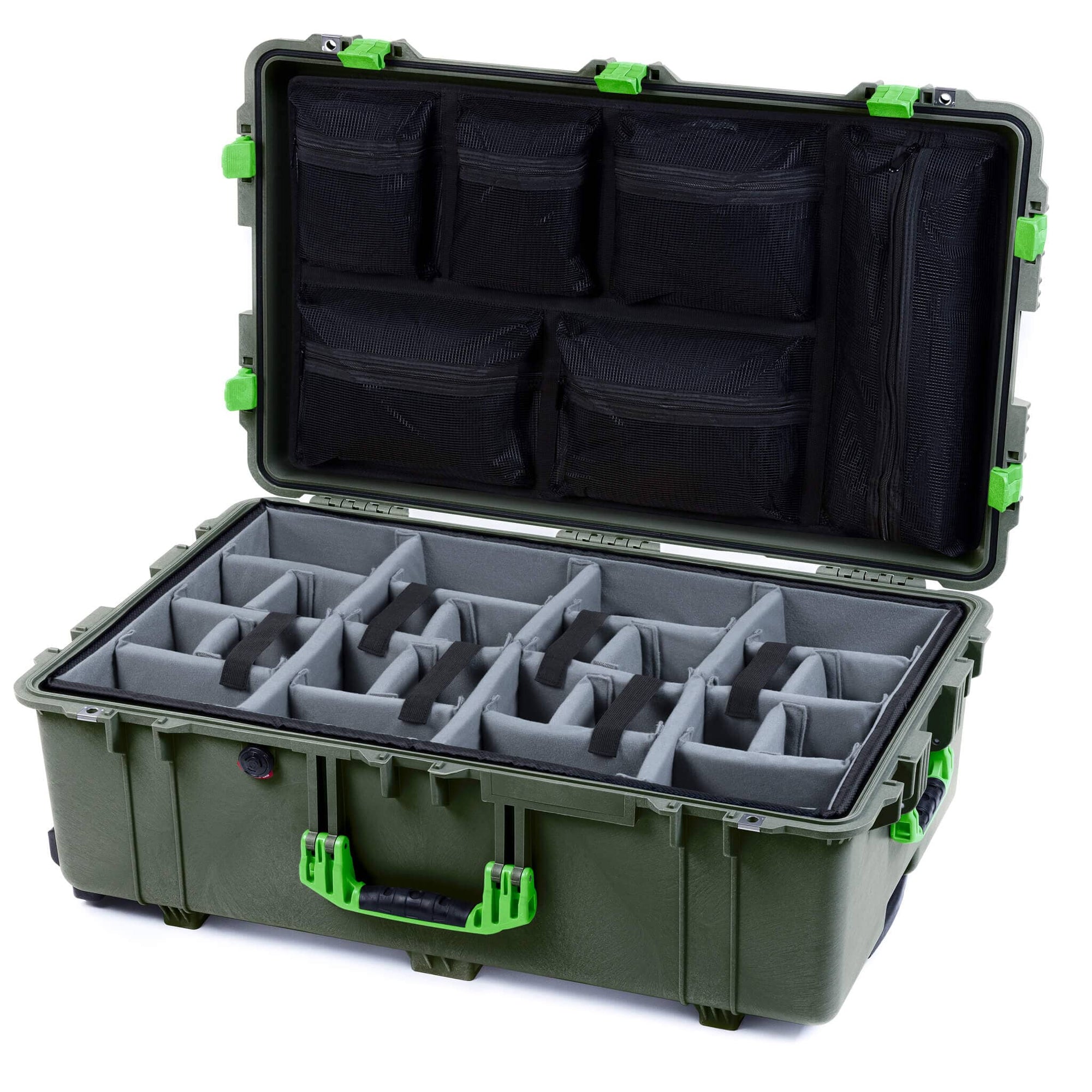 pelican BOX US製品 OD Green & Lime Green Pelican 1650 Case - Double-Throw Latches