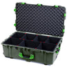 Pelican 1650 Case, OD Green with Lime Green Handles & Push-Button Latches TrekPak Divider System with Convoluted Lid Foam ColorCase 016500-0020-130-301