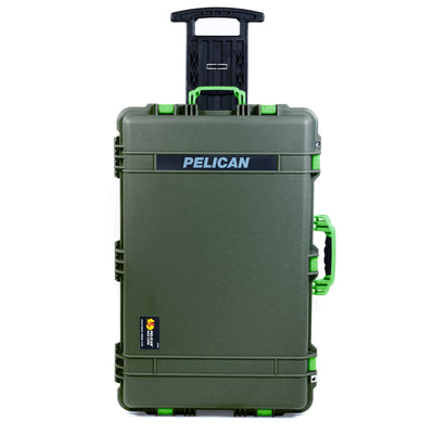 Pelican 1650 Case, OD Green with Lime Green Handles & Push-Button Latches ColorCase