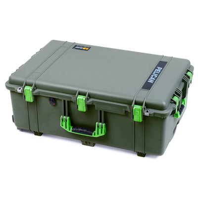 Pelican 1650 Case, OD Green with Lime Green Handles & Push-Button Latches ColorCase