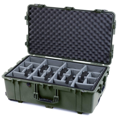 Pelican 1650 Case, OD Green Gray Padded Dividers with Convoluted Lid Foam ColorCase 016500-0070-130-130