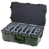Pelican 1650 Case, OD Green (Push-Button Latches) Gray Padded Dividers with Convoluted Lid Foam ColorCase 016500-0070-130-131