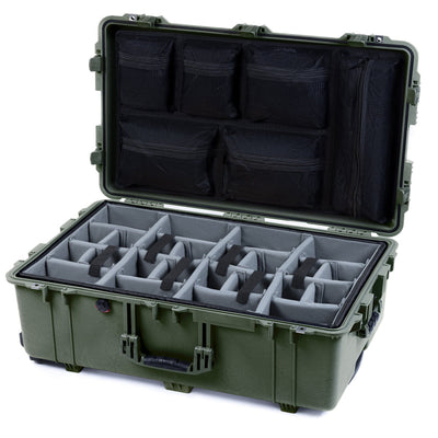 Pelican 1650 Case, OD Green Gray Padded Microfiber Dividers with Mesh Lid Organizer ColorCase 016500-0170-130-130