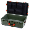 Pelican 1650 Case, OD Green with Orange Handles & Push-Button Latches Mesh Lid Organizer Only ColorCase 016500-0100-130-151