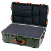 Pelican 1650 Case, OD Green with Orange Handles & Latches Pick & Pluck Foam with Laptop Computer Lid Pouch ColorCase 016500-0201-130-150