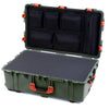 Pelican 1650 Case, OD Green with Orange Handles & Push-Button Latches Pick & Pluck Foam with Mesh Lid Organizer ColorCase 016500-0101-130-151