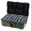 Pelican 1650 Case, OD Green with Orange Handles & Latches Gray Padded Microfiber Dividers with Mesh Lid Organizer ColorCase 016500-0170-130-150