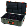 Pelican 1650 Case, OD Green with Orange Handles & Latches TrekPak Divider System with Laptop Computer Pouch ColorCase 016500-0220-130-150