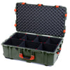 Pelican 1650 Case, OD Green with Orange Handles & Latches TrekPak Divider System with Convoluted Lid Foam ColorCase 016500-0020-130-150