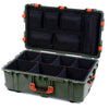 Pelican 1650 Case, OD Green with Orange Handles & Latches TrekPak Divider System with Mesh Lid Organizer ColorCase 016500-0120-130-150