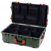 Pelican 1650 Case, OD Green with Orange Handles & Push-Button Latches TrekPak Divider System with Mesh Lid Organizer ColorCase 016500-0120-130-151