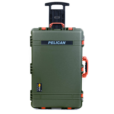 Pelican 1650 Case, OD Green with Orange Handles & Push-Button Latches ColorCase