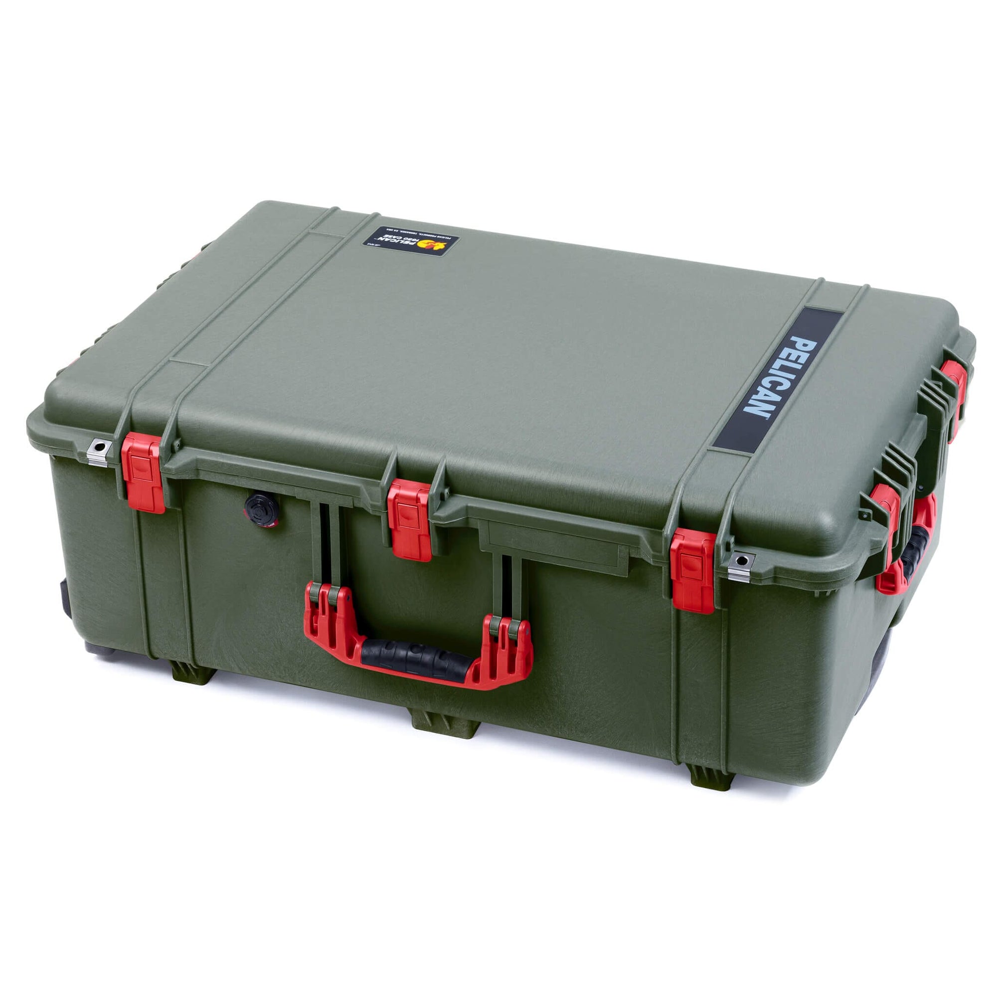 Pelican 1650 Case, OD Green with Red Handles & Push-Button Latches ColorCase 